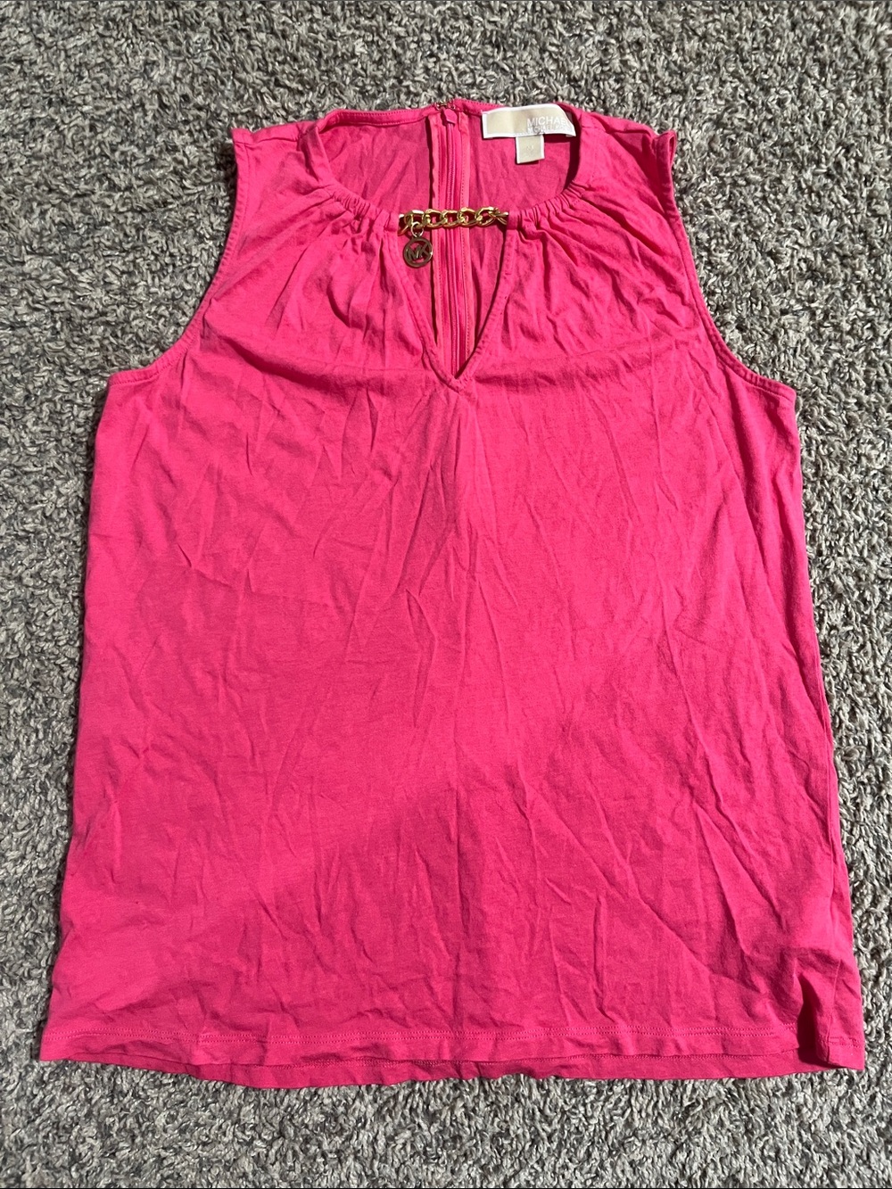 Michael Kors Fuchsia Sleeveless Tank with Gold Chain Accent